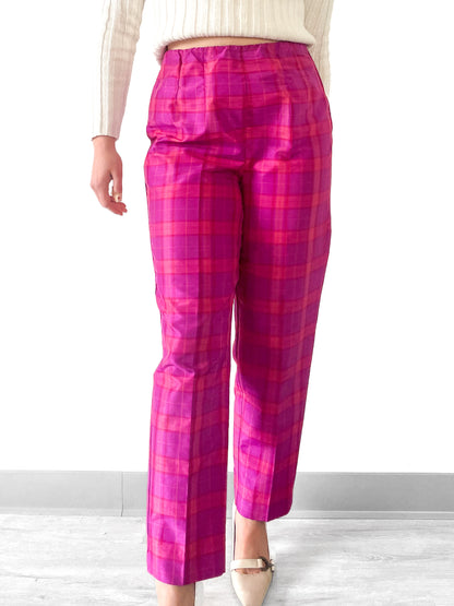 1980s Hot Pink Plaid Trousers