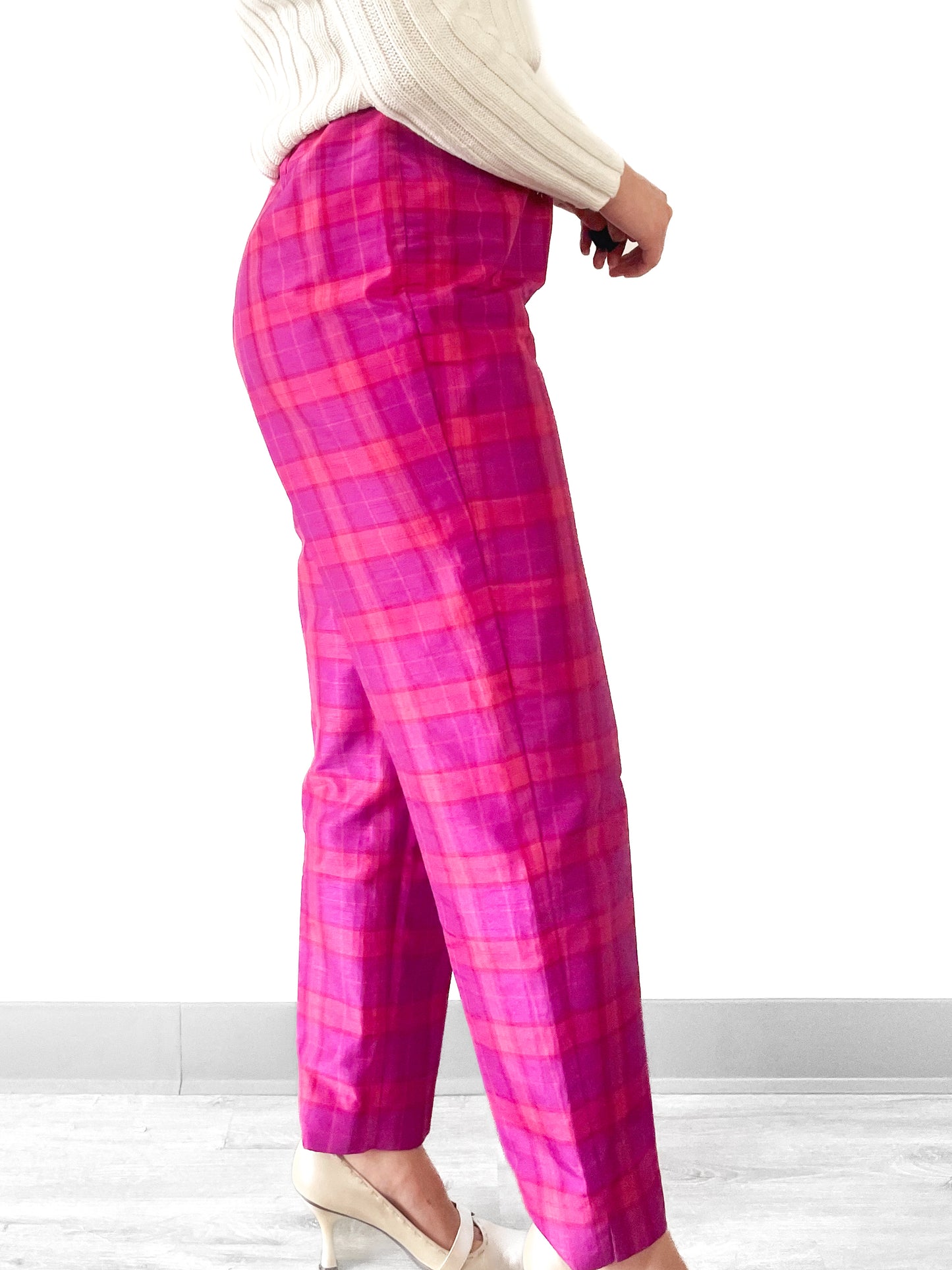 1980s Hot Pink Plaid Trousers