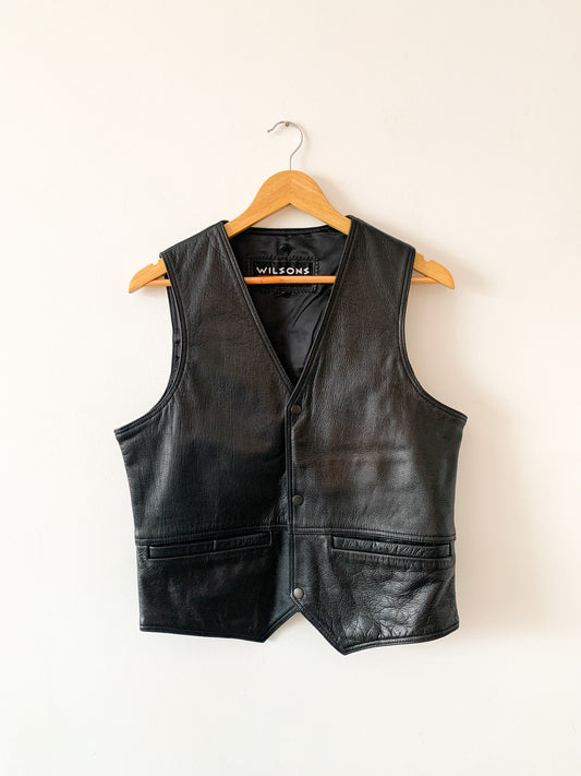 80s Wilsons Black Leather Vest