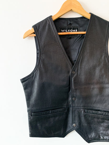 80s Wilsons Black Leather Vest