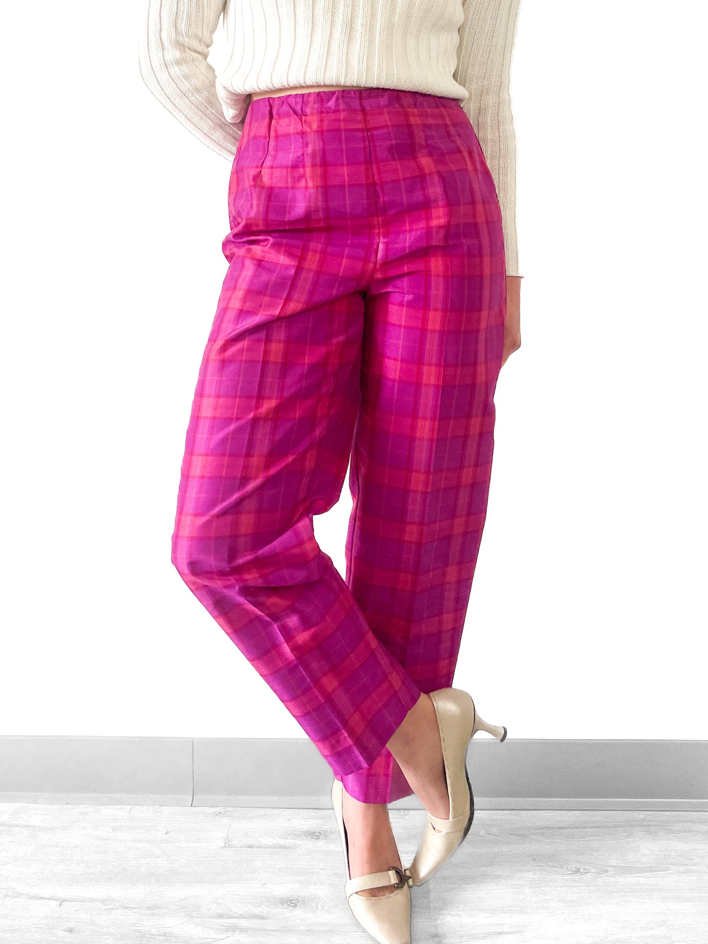 1980s Hot Pink Plaid Trousers