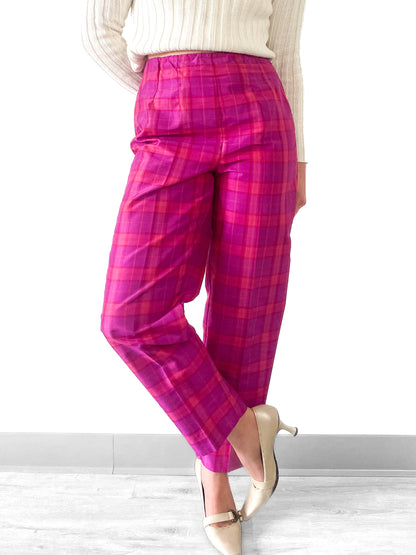 1980s Hot Pink Plaid Trousers