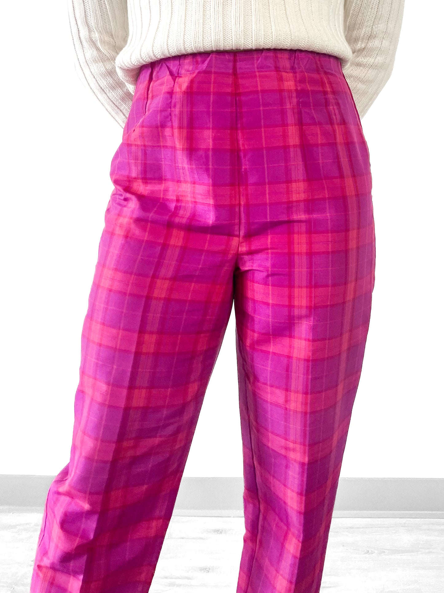 1980s Hot Pink Plaid Trousers