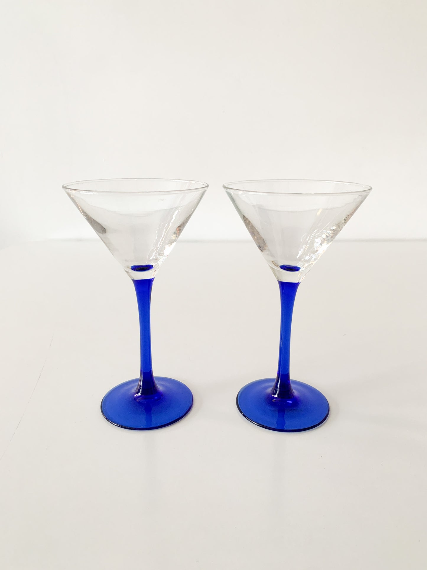 Vintage Blue Martini Glasses, set of 2.