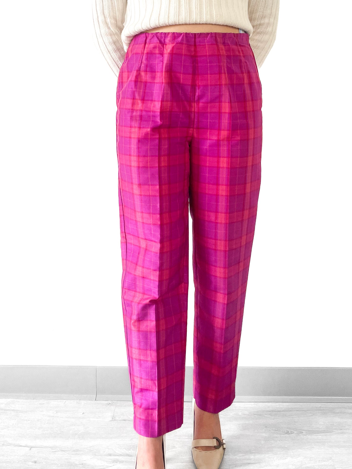 1980s Hot Pink Plaid Trousers