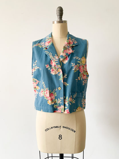 Chambray Floral Vest Top