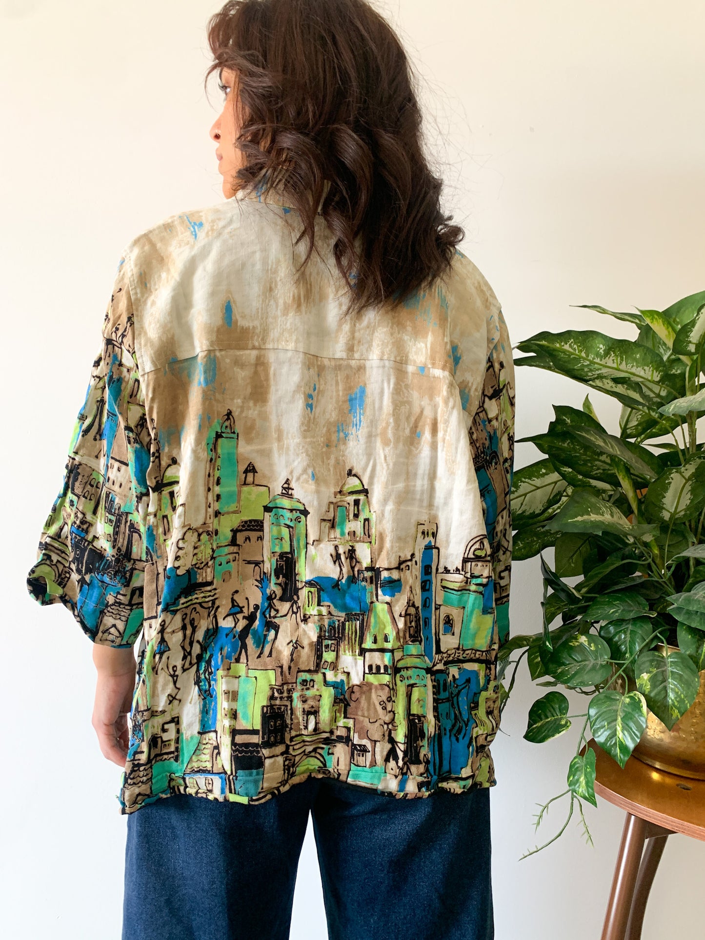 Watercolor City Canvas Top