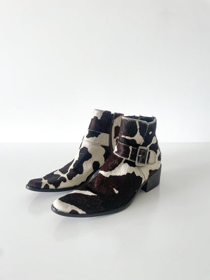 Horsehair Cowprint Ankle Booties