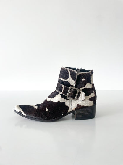 Horsehair Cowprint Ankle Booties