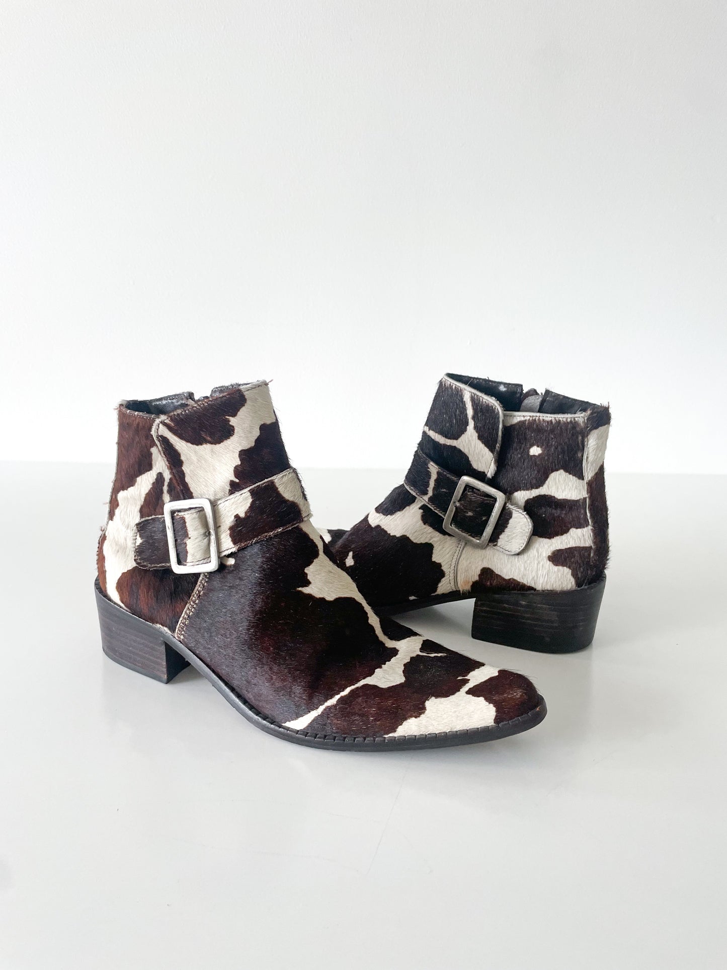 Horsehair Cowprint Ankle Booties