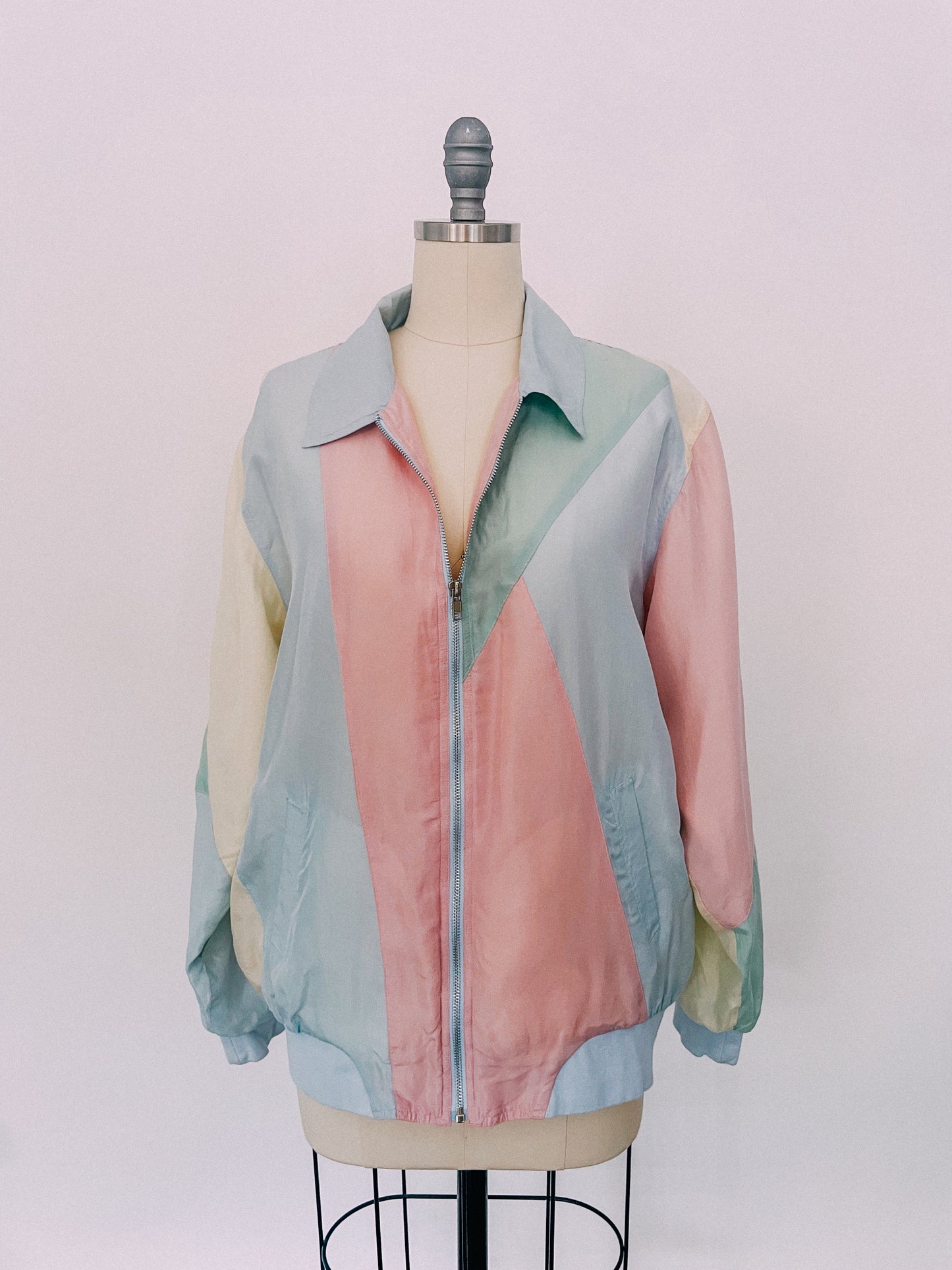 1990s Pastel Silk Track Jacket