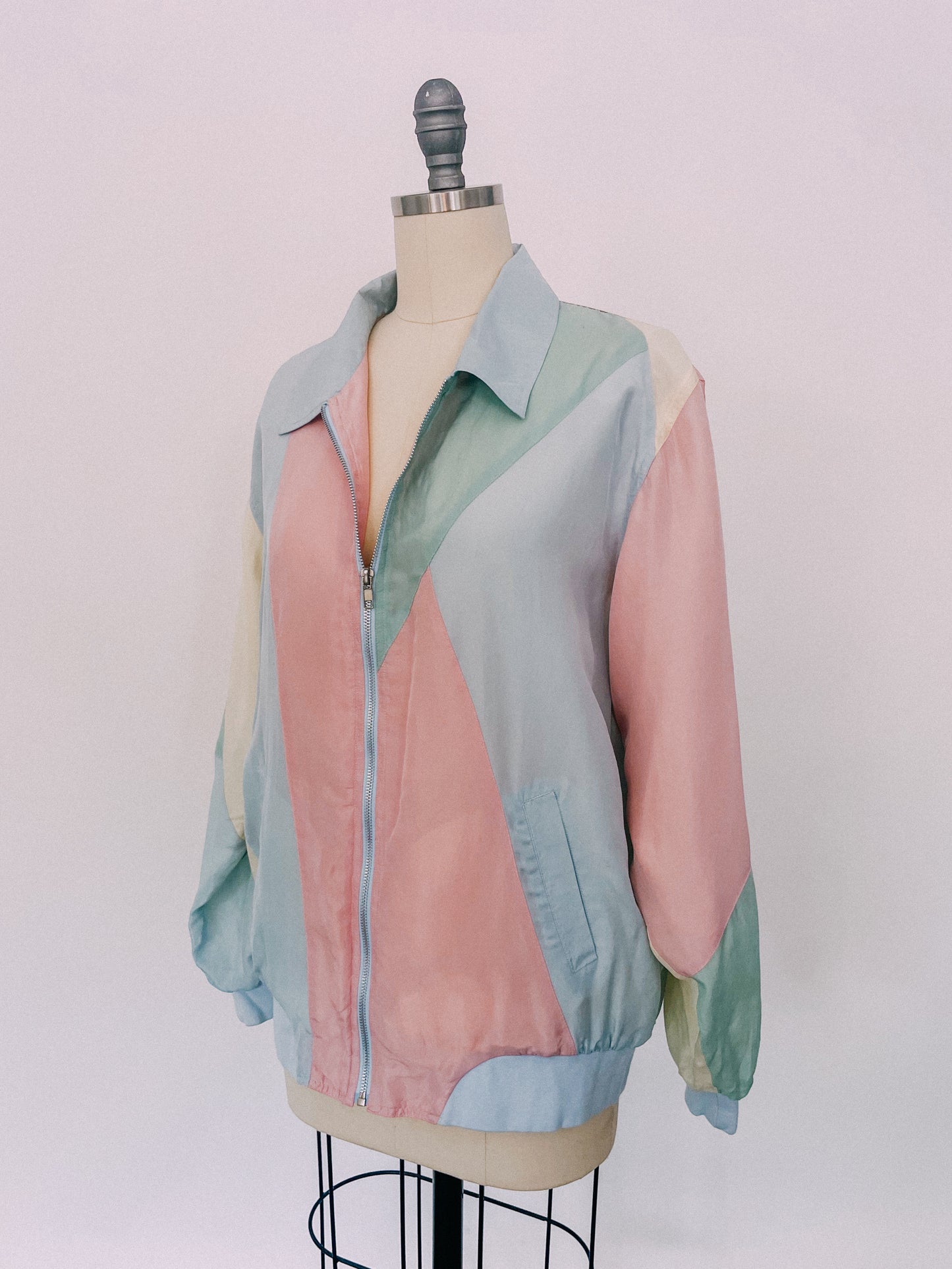 1990s Pastel Silk Track Jacket