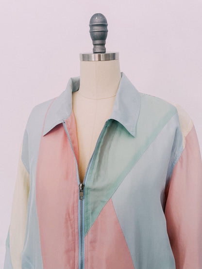 1990s Pastel Silk Track Jacket