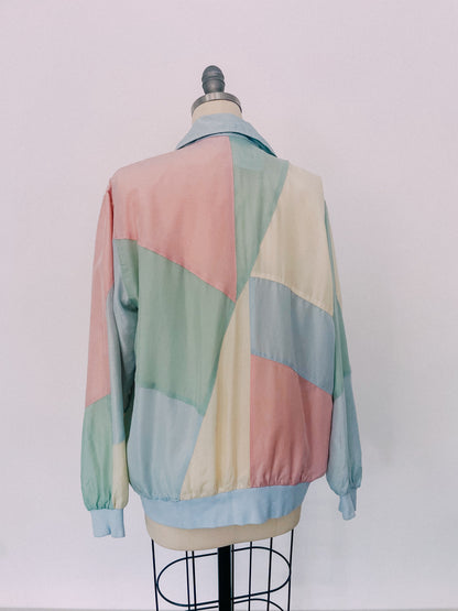 1990s Pastel Silk Track Jacket