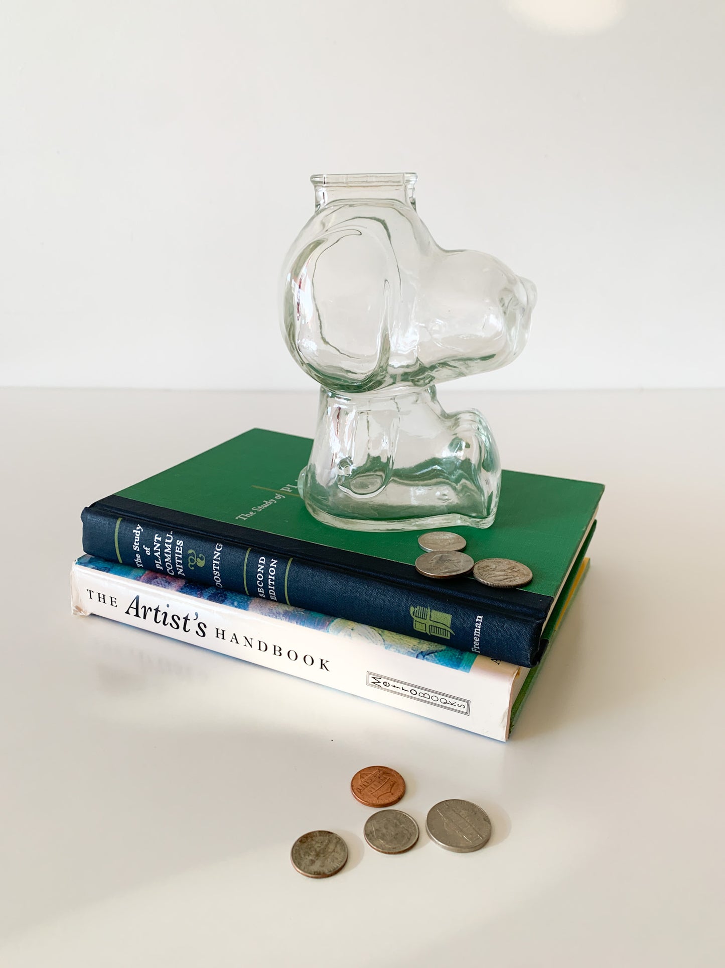 Vintage Snoopy Glass Coin Bank