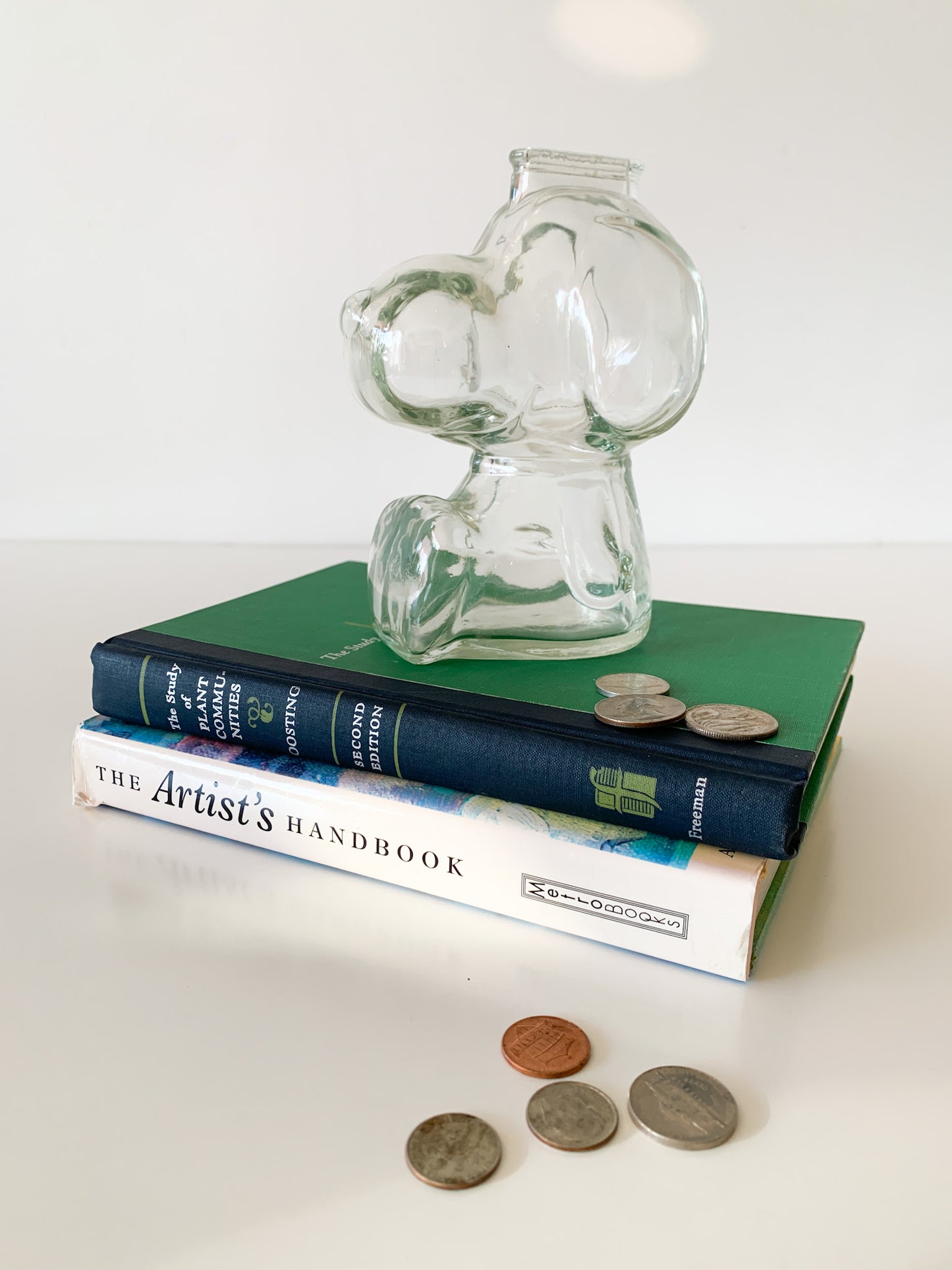 Vintage Snoopy Glass Coin Bank