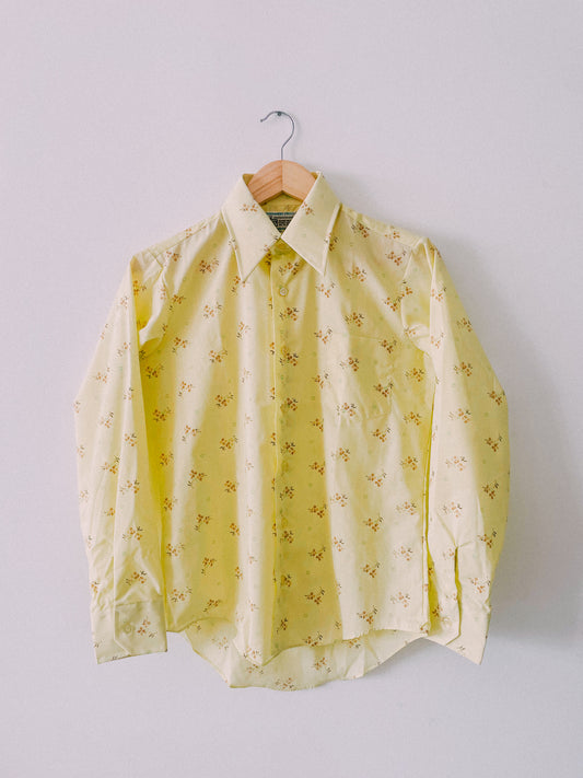 1970s Pale Yellow Button-Up Shirt