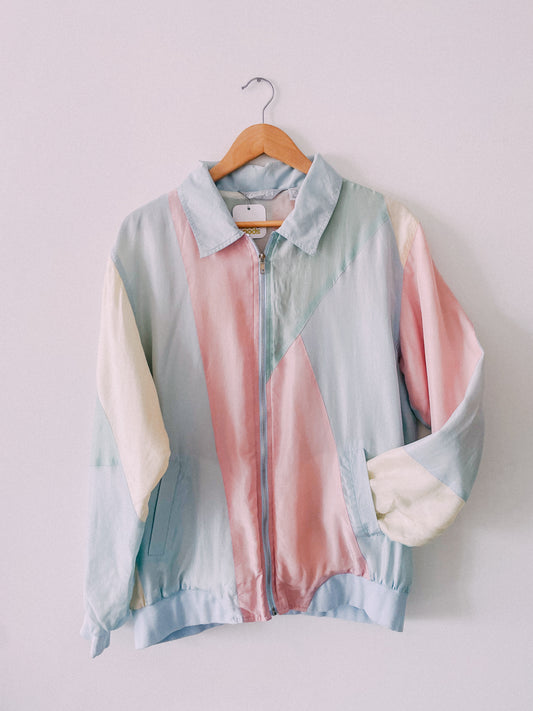 1990s Pastel Silk Track Jacket