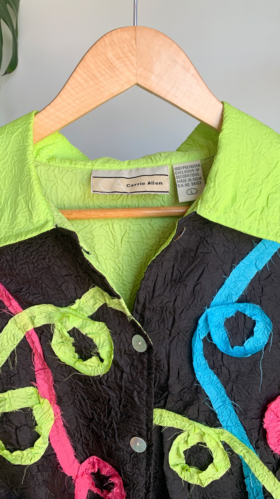 Neon Ribbon Collared Blouse