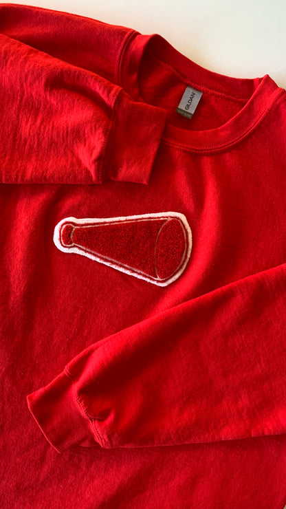 Red Chenille Megaphone Patch Sweatshirt