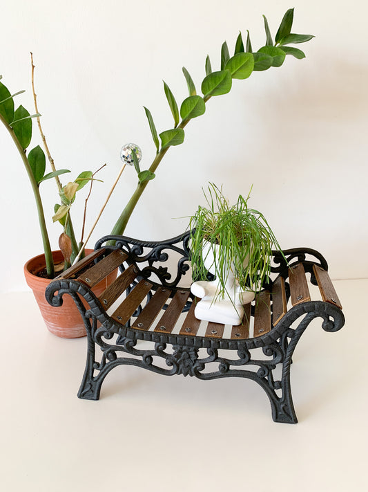 Vintage Wrought Iron Mini Bench