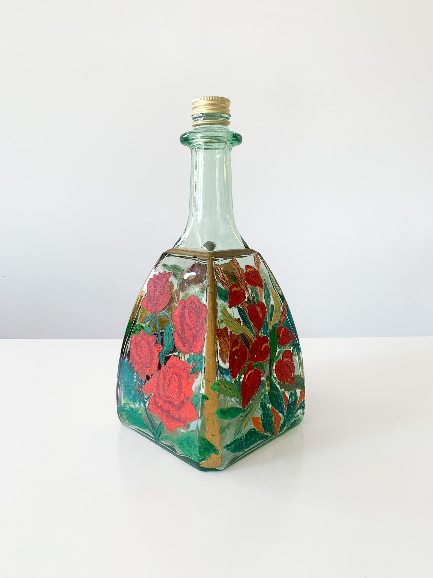 Hand Painted Floral Decanter