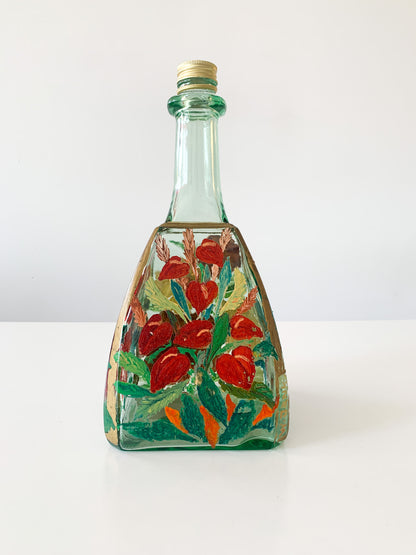 Hand Painted Floral Decanter