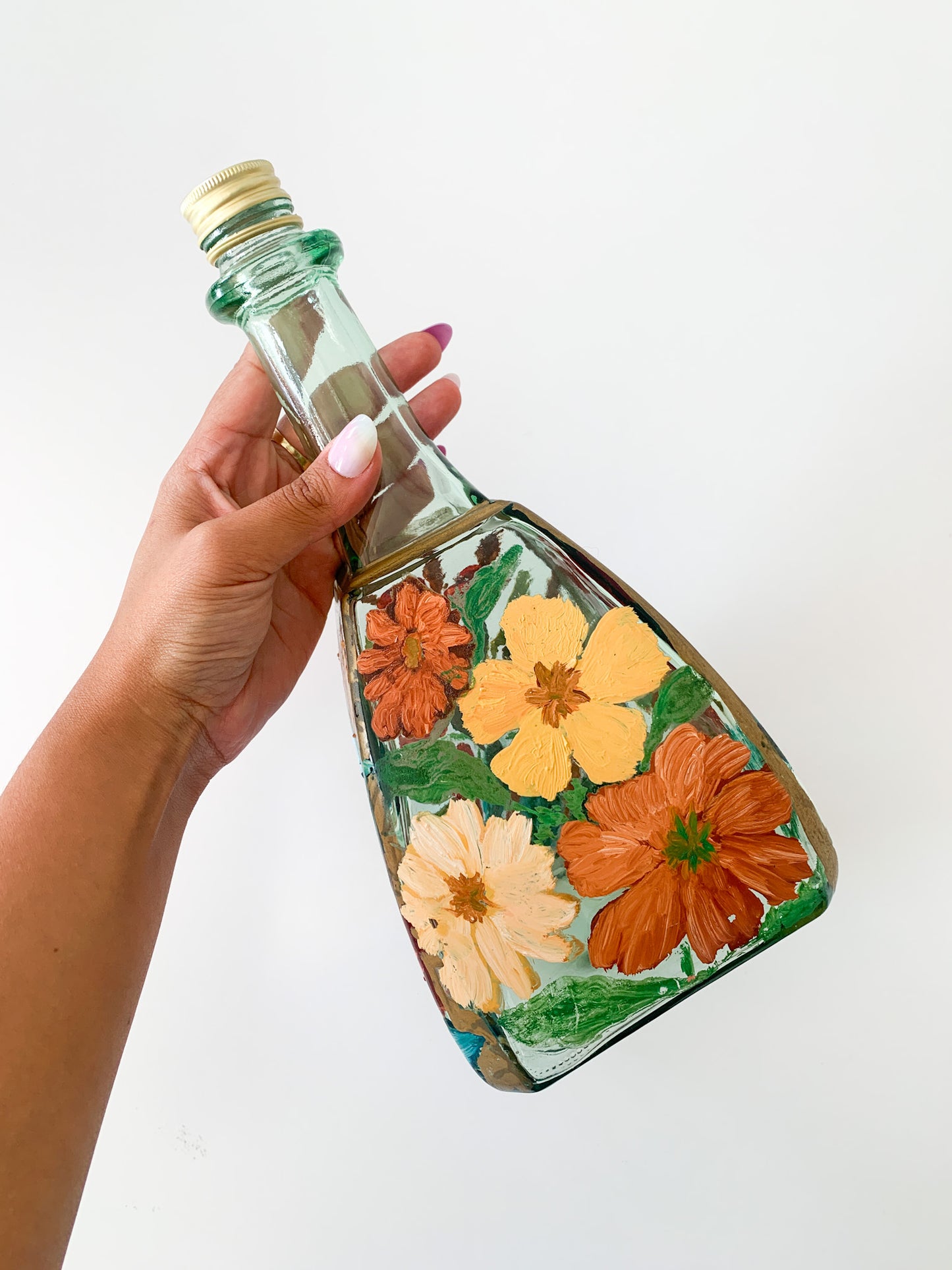 Hand Painted Floral Decanter