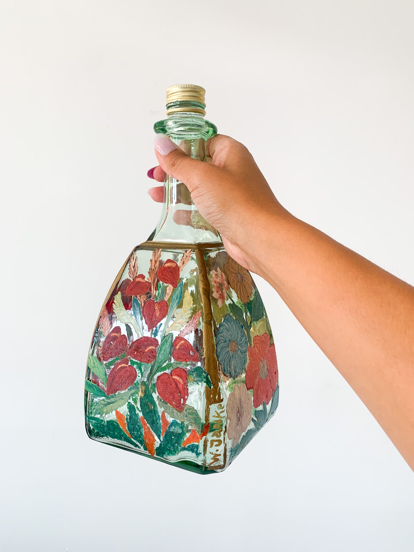 Hand Painted Floral Decanter