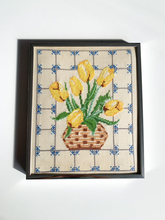 Yellow Tulip Framed Cross Stitch