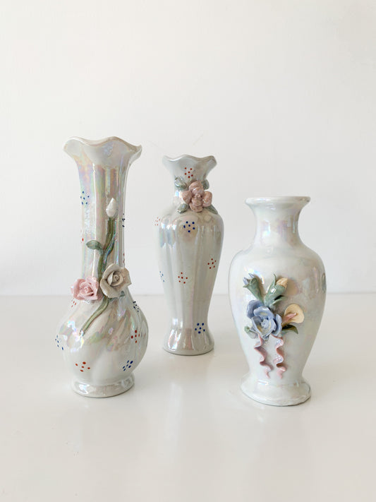 c.1998 Iridescent Floral Stem Vase