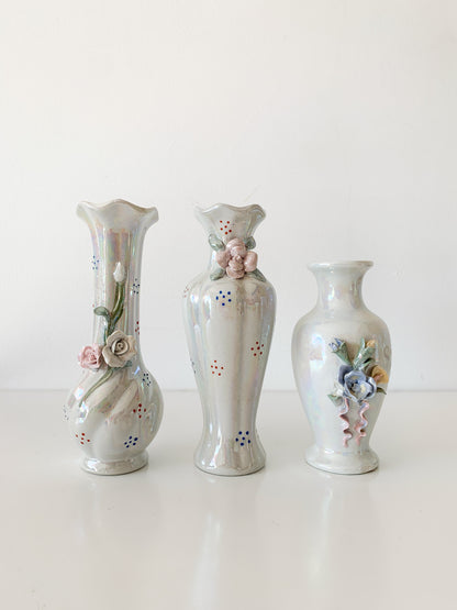 c.1998 Iridescent Floral Stem Vase