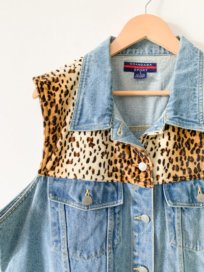 Denim Leopard Vest