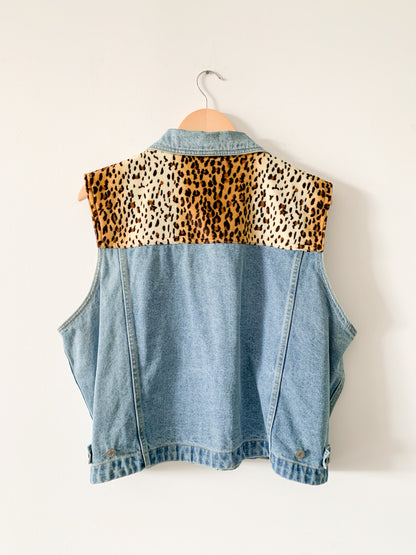 Denim Leopard Vest