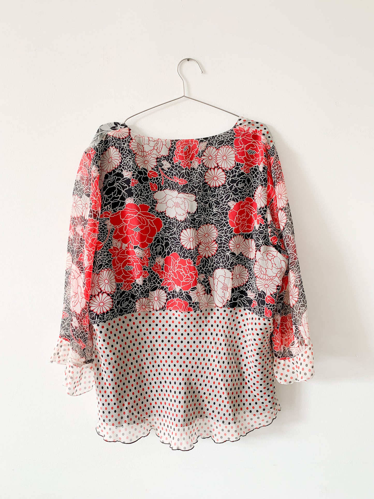 Mixed Print Floral Silk Top