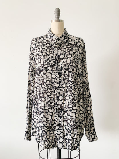 B+W Chateau Graphic Collared Top