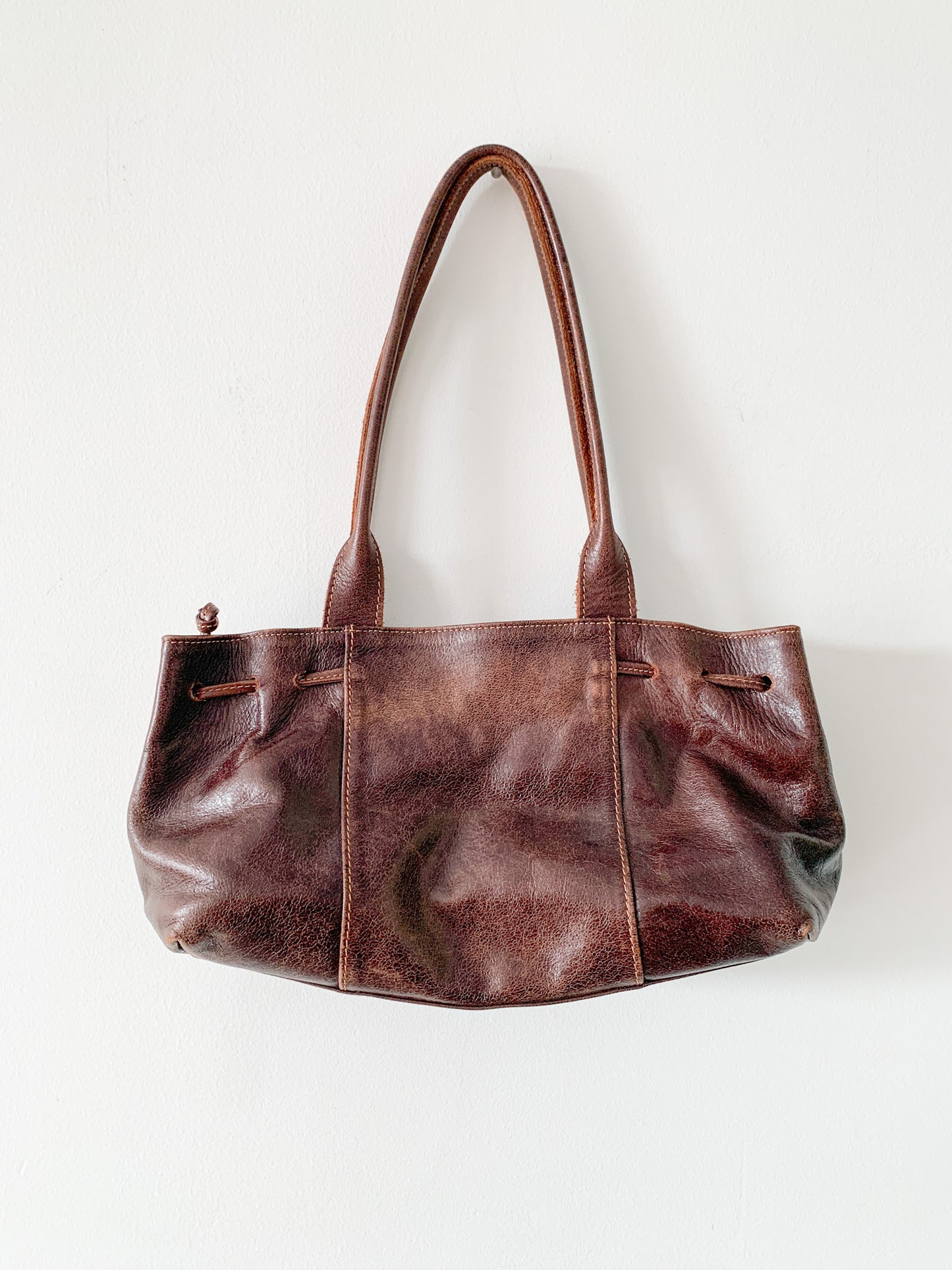 Brown Leather Barrel Bag