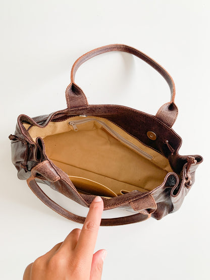 Brown Leather Barrel Bag