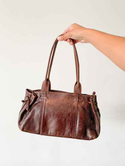 Brown Leather Barrel Bag