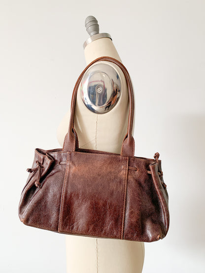 Brown Leather Barrel Bag