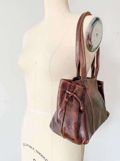 Brown Leather Barrel Bag