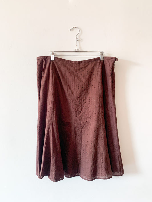 90s Brown Floral Eyelet Skirt