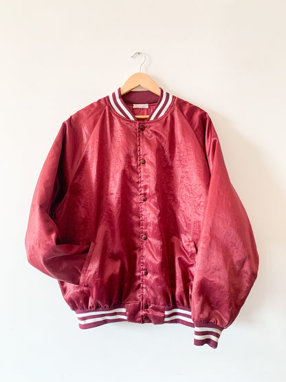 80s Satins Wine Bomber Jacker