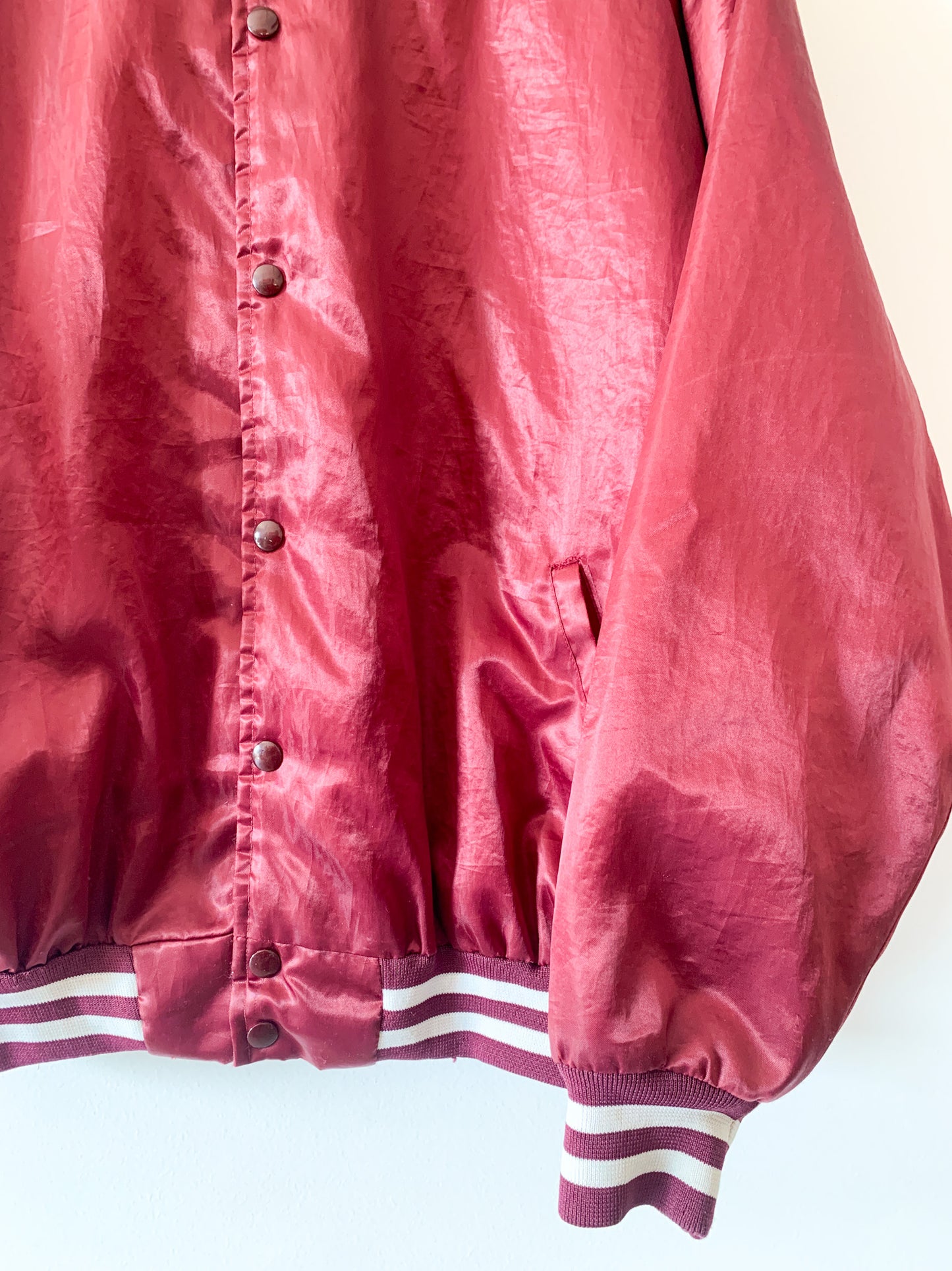 80s Satins Wine Bomber Jacker