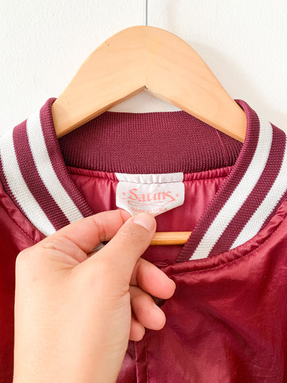 80s Satins Wine Bomber Jacker
