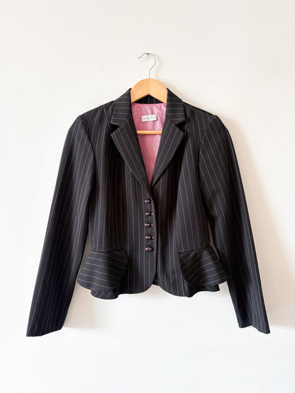 Y2K Pink Pinstripe Peplum Blazer