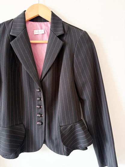Y2K Pink Pinstripe Peplum Blazer