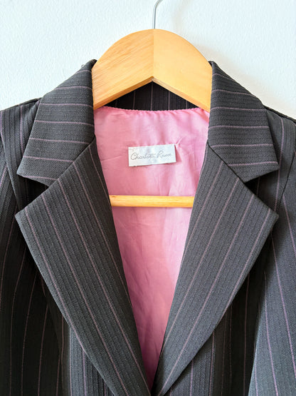 Y2K Pink Pinstripe Peplum Blazer
