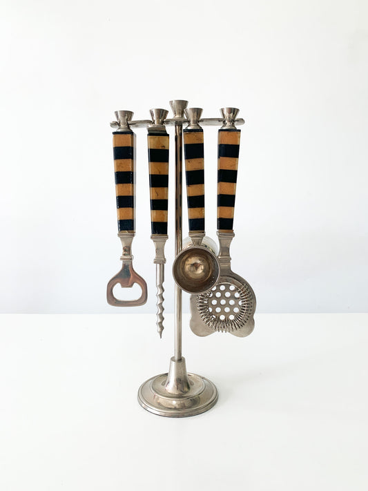 Striped Resin Bar Tools + Stand