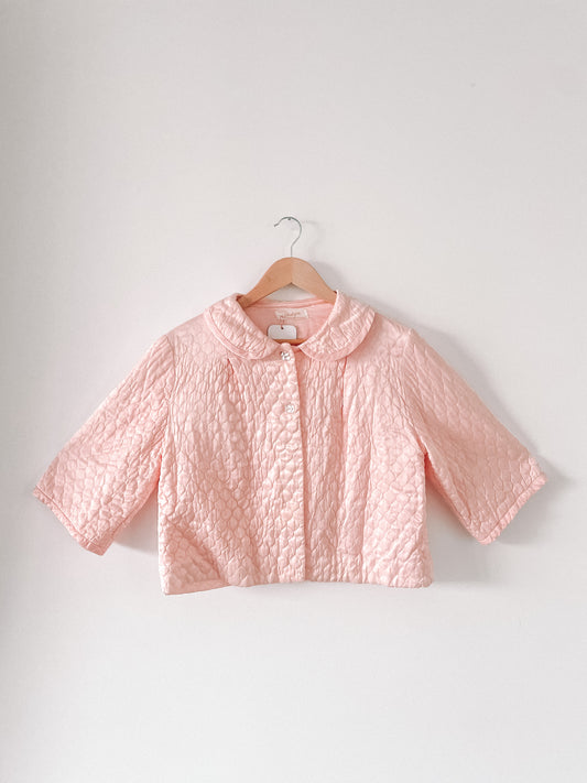 1960s Baby Pink Quilted Bed Jacket